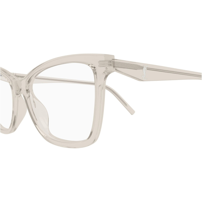 Saint Laurent SL M183, colore 004. Montatura da vista dalla forma cat-eye, finitura beige, misure 57-17-145 mm.