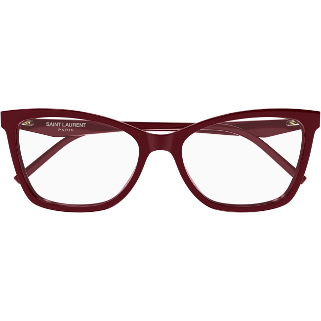 Saint Laurent SL M183, colore 005. Montatura da vista dalla forma cat-eye, finitura rosso, misure 57-17-145 mm.