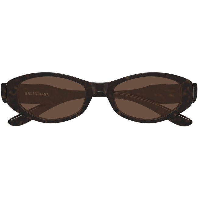 Balenciaga BB0509S, colore 002. Occhiali da sole dalla forma ovale, finitura avana, misure 53-19-140 mm.